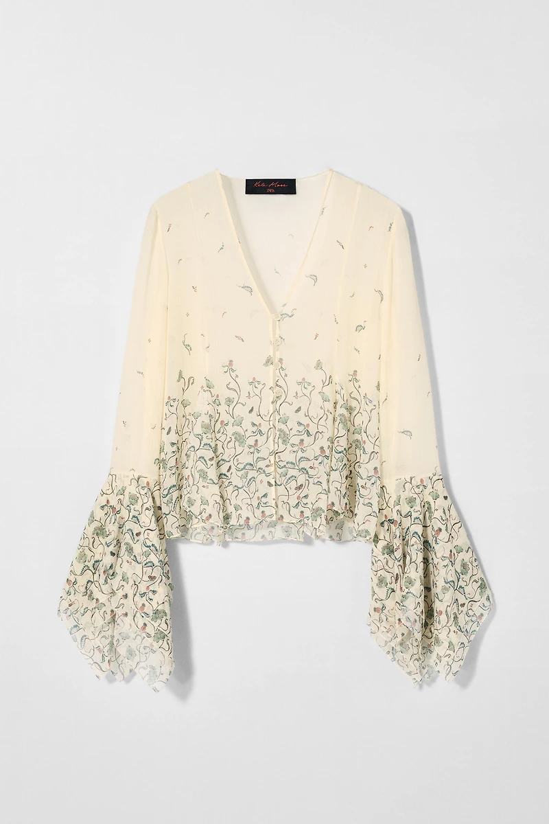 SILK PRINTED BLOUSE KATE MOSS X ZARA