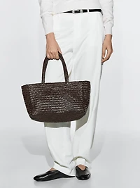 Tote bag tressé en cuir nappa