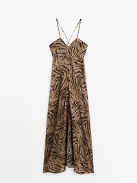 Robe longue ramie à imprimé animal