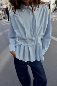 PLEATED POPLIN SHIRT
