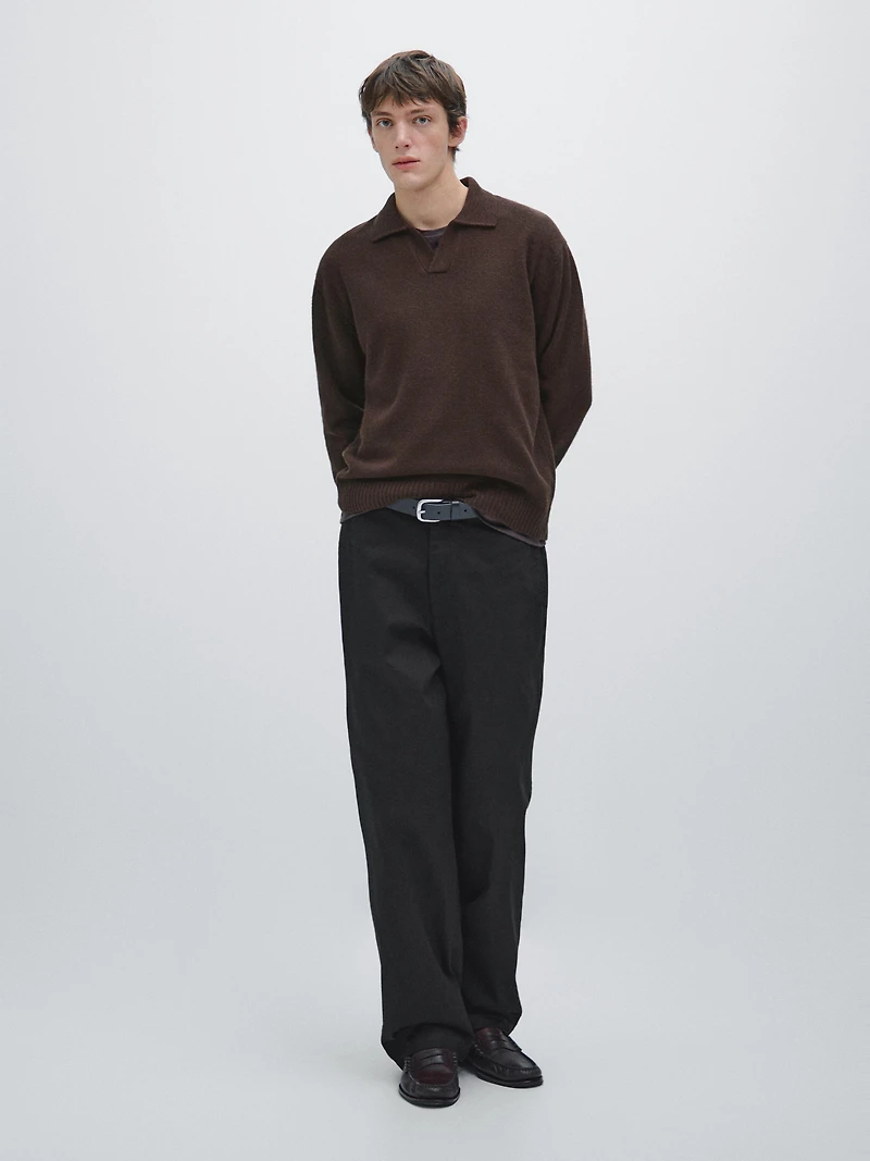 100% cotton wide-leg trousers