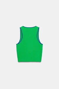 CONTRAST TRIM KNIT CROP TOP