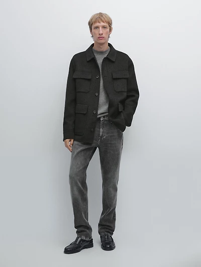 Wool blend jacket with pockets