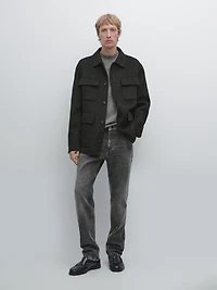 Wool blend jacket with pockets