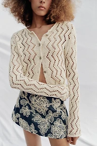 ZIGZAG OPEN-KNIT CARDIGAN