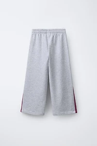 PANTALON À JAMBES LARGES OURS BRODÉ