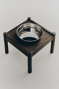 TALL WOODEN PET FOOD BOWL