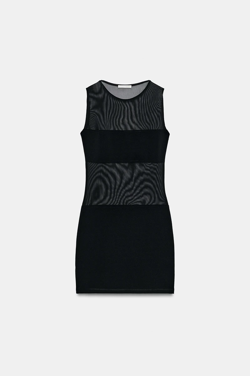 COMBINATION TULLE MINI DRESS
