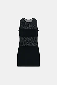 COMBINATION TULLE MINI DRESS