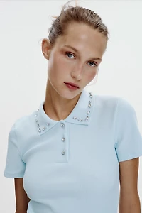 POLO COL BIJOU CÔTELÉ