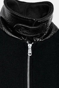 CONTRAST COLLAR WOOL BALLOON BOMBER JACKET