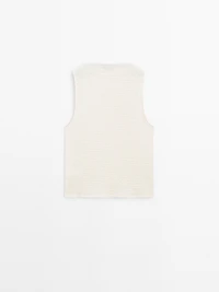 Textured cotton blend top