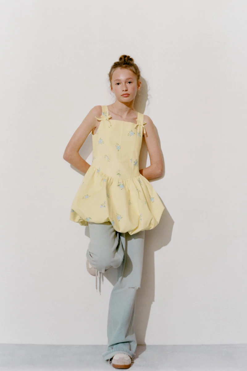 FLORAL BUBBLE HEM DRESS