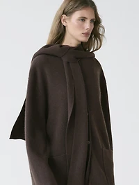 Long jacket with scarf hood detail