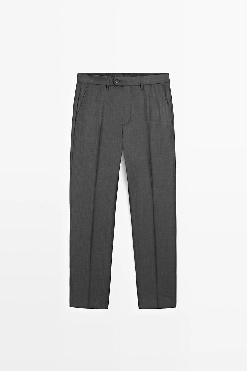 100% wool striped suit trousers