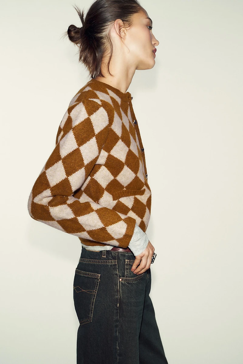 JACQUARD ARGYLE CARDIGAN