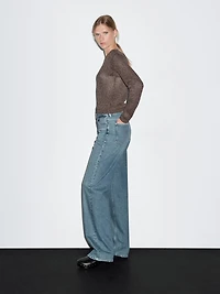 Mid-rise wide-leg jeans with studs