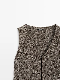 Cotton blend V-neck knit vest
