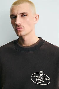 WASHED SWEATSHIRT WITH PRINTED TEXT