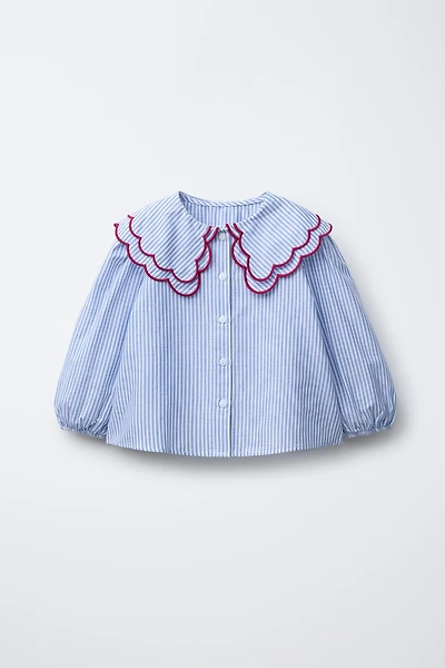 STRIPED DOUBLE COLLAR SHIRT