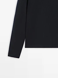 Pull polo en maille de laine et coton