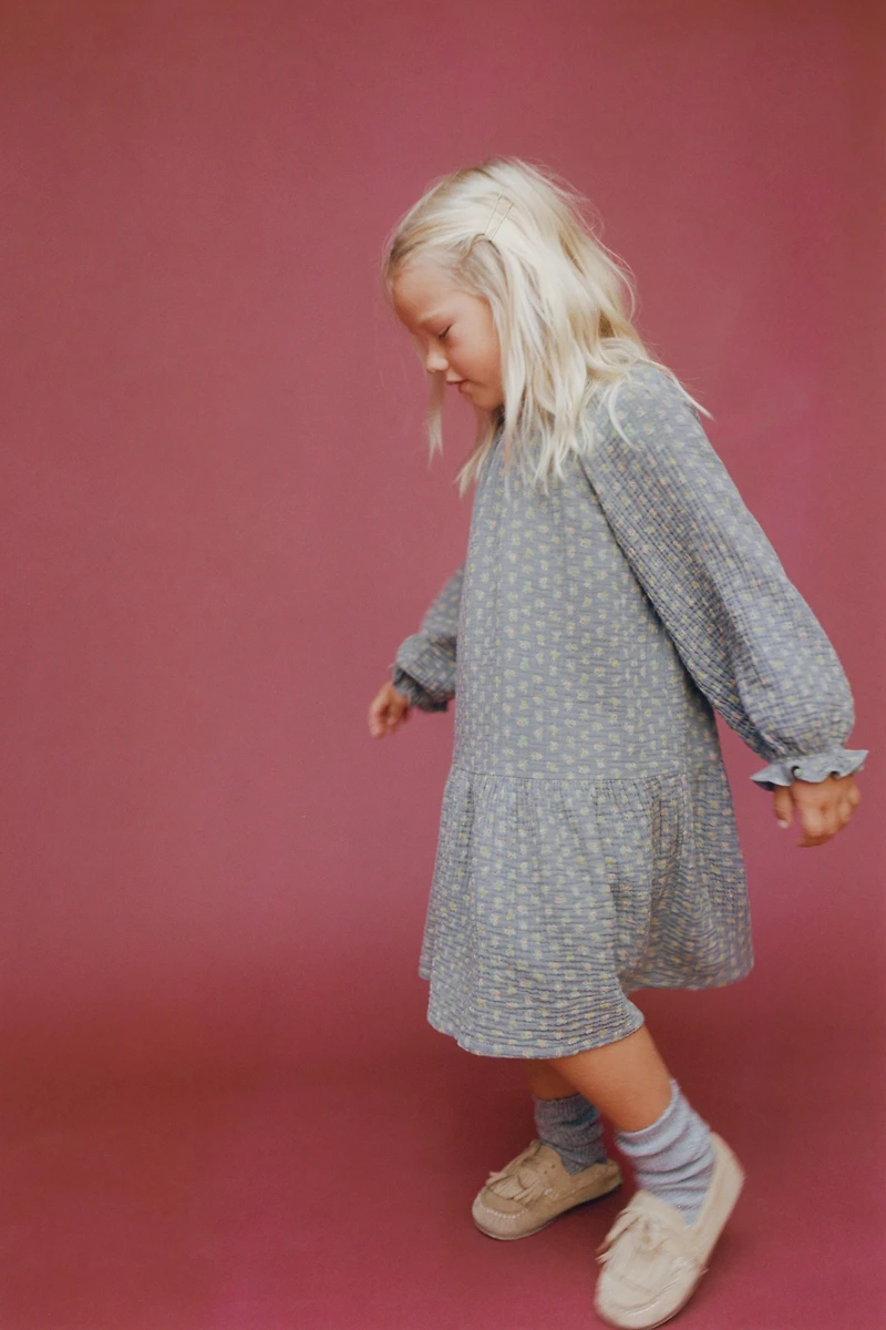 COTTON GAUZE FLORAL DRESS