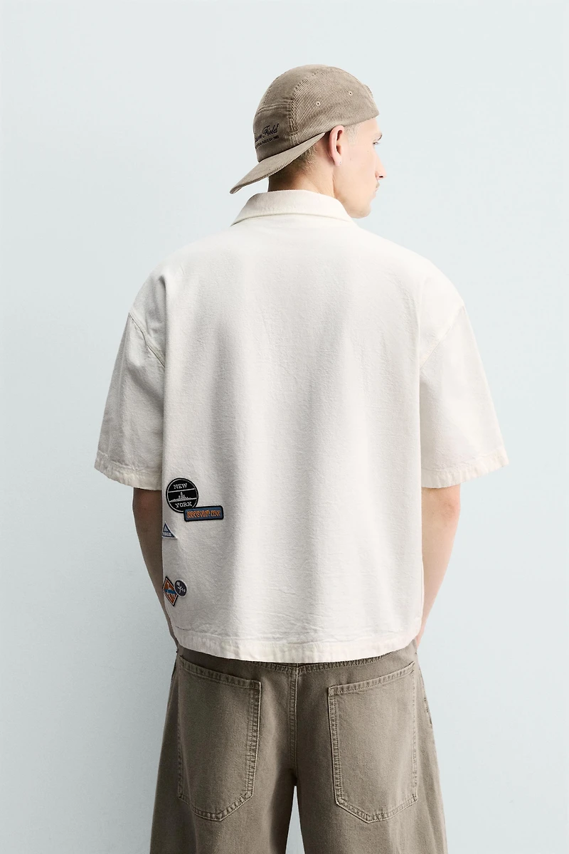 RELAXED FIT SHIRT WITH COMBINED EMBROIDERED PATCHES