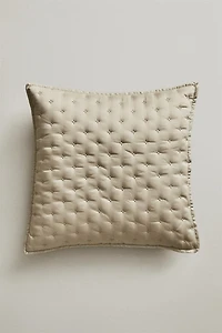 PLAIN SATEEN PILLOW SHAM FOR QUILT WITH KNOTS