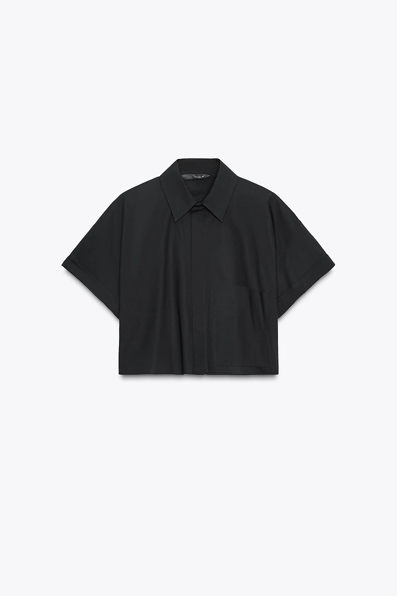 POPLIN CROP SHIRT