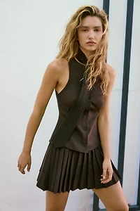 TIE PLEATED SHORT DRESS