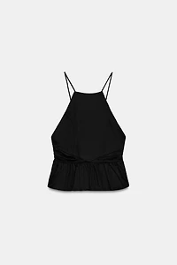 PEPLUM HALTER TOP