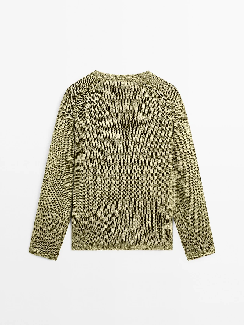 100% linen cutwork sweater