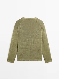 100% linen cutwork sweater