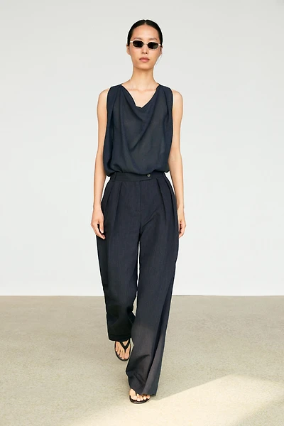Pantalon tailleur en lin mélangé