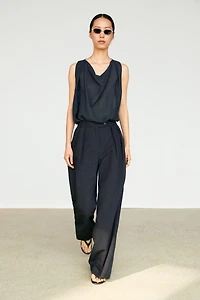Pantalon tailleur en lin mélangé