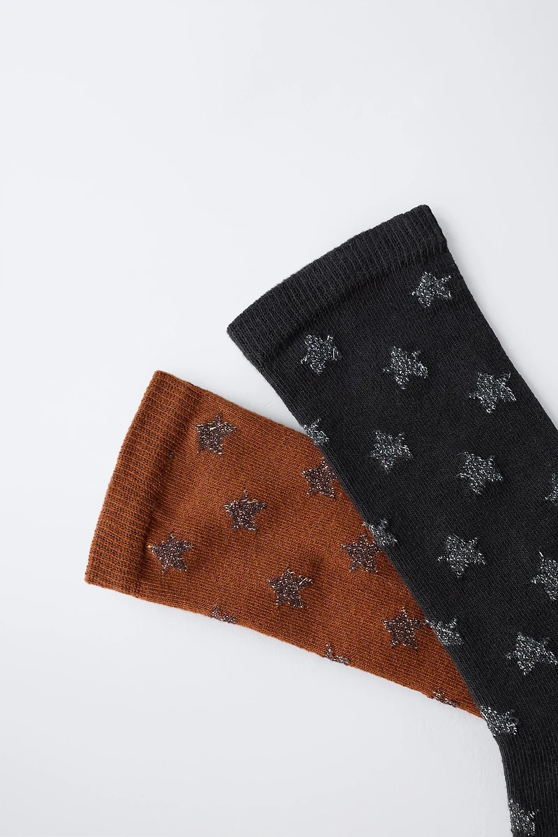 LOT DE DEUX CHAUSSETTES LONGUES ÉTOILES BRILLANTES
