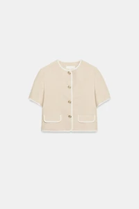 SHORT SLEEVE CONTRAST TRIM BLAZER