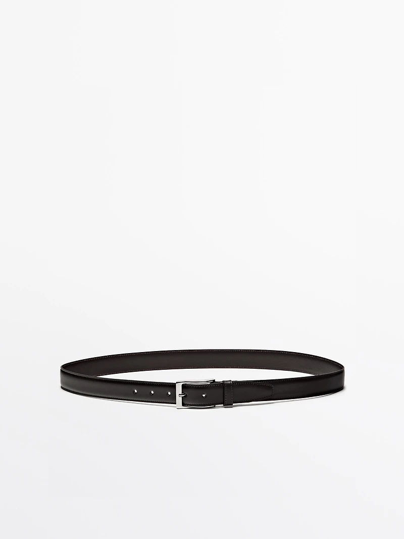 Smart nappa leather belt with topstitching