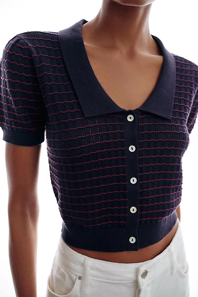 KNIT PETER PAN COLLAR TOP