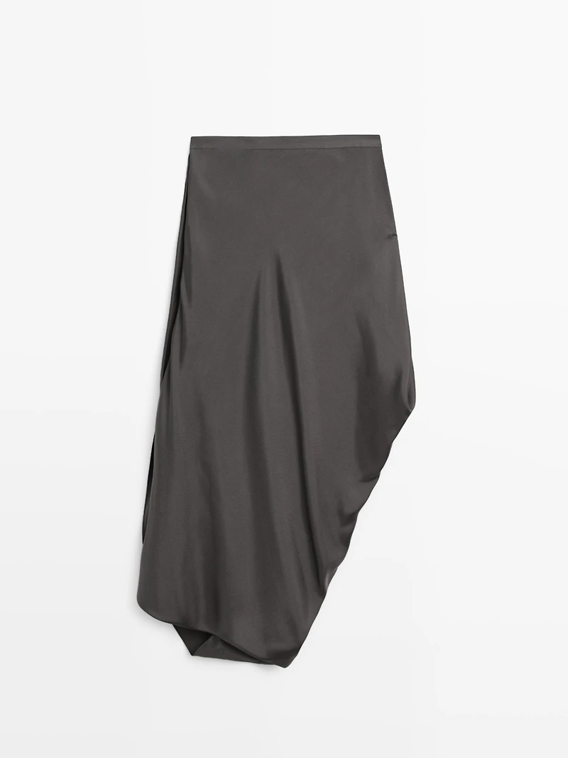 Draped 100% silk midi skirt - LIMITED