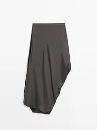 Draped 100% silk midi skirt - LIMITED