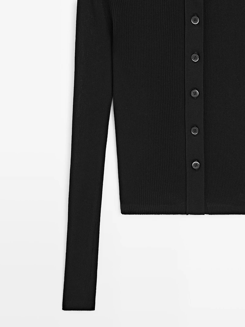 Cotton blend knit cardigan