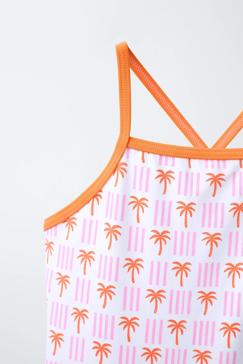 1-6 YEARS / PALM TREE PRINT SWIMSUIT