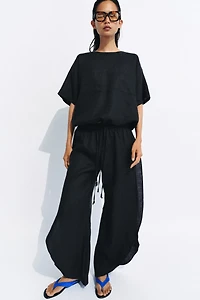 100% LINEN PANTS WITH SIDE VENTS ZW COLLECTION