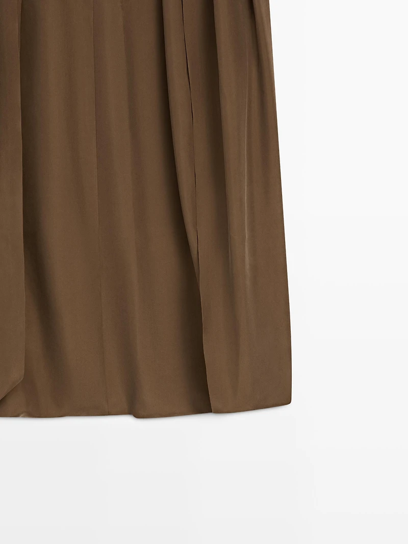 100% silk midi skirt with gathered details - STUDIO