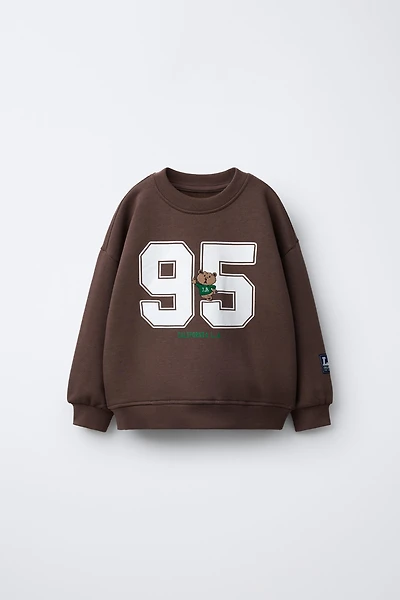 EMBROIDERED ANIMAL NUMBER SWEATSHIRT