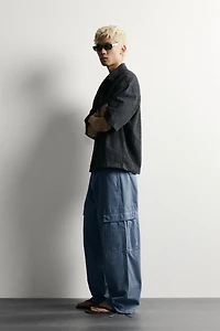 TEXTURED EMBROIDERED BOXY FIT OVERSHIRT