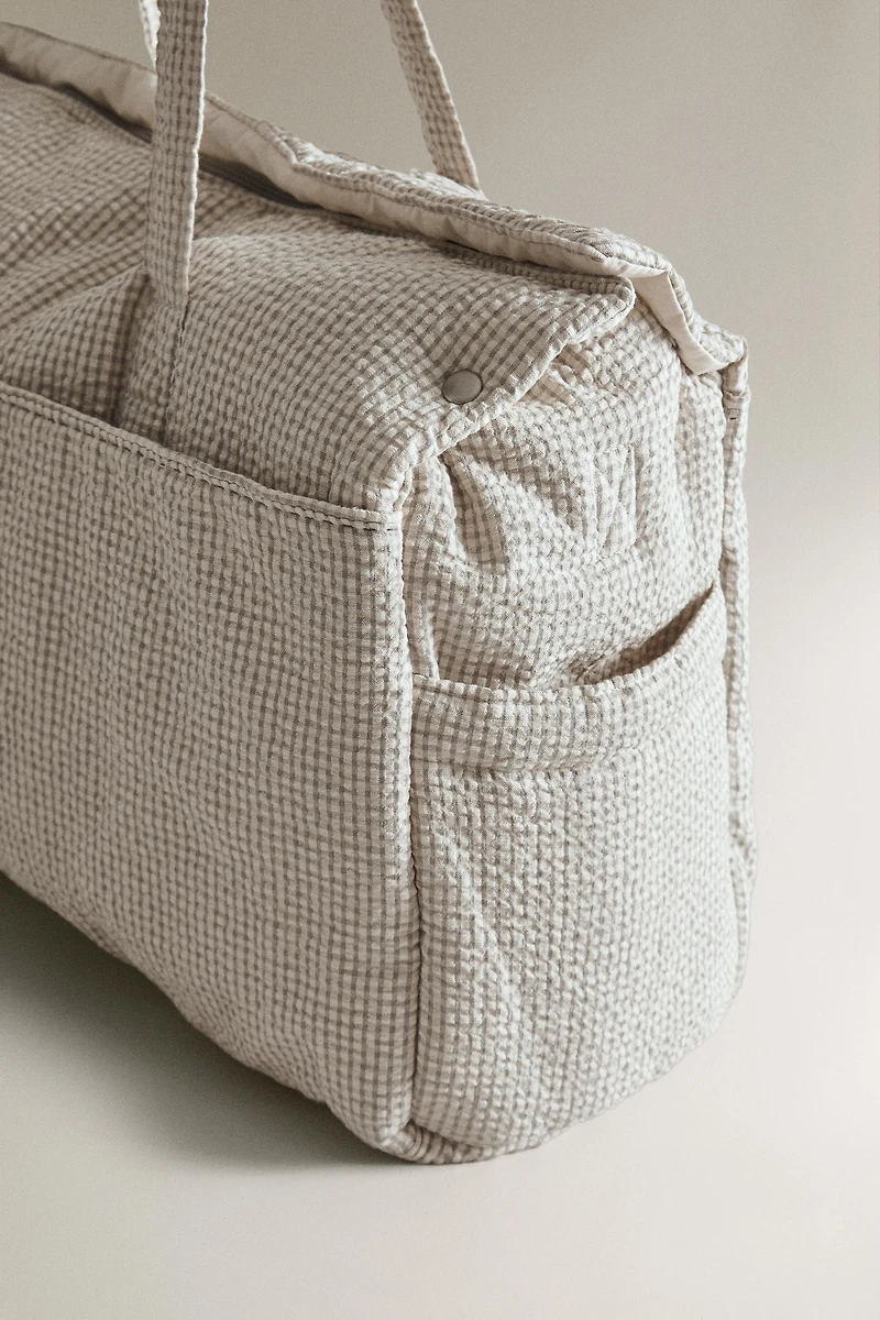 GINGHAM CHECK DIAPER BAG