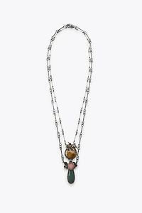PACK OF 2 FLOWER AND STONE NECKLACES