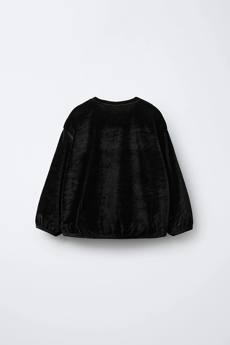 T-SHIRT EN VELOURS AVEC LACETS